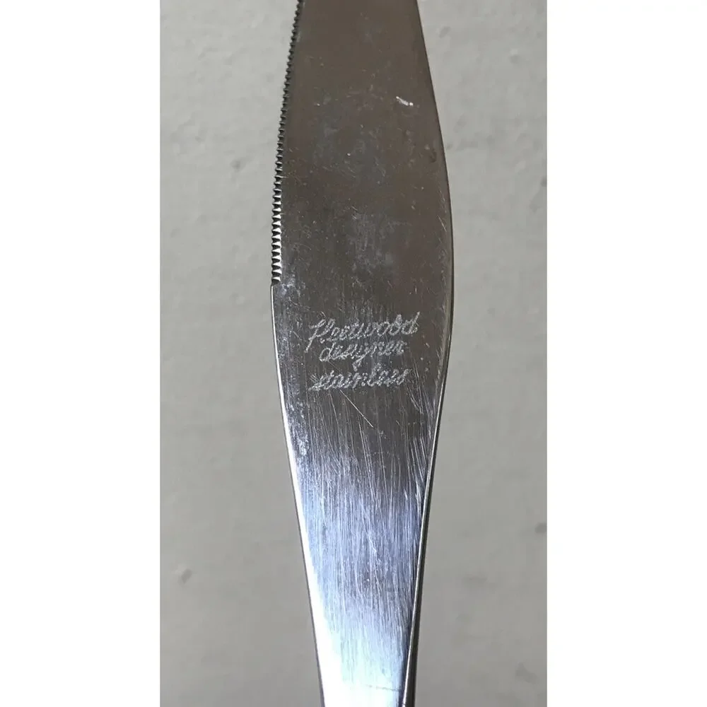 Set Lot 3 Vintage Mid Century Fleetwood Designer Faux Antler Steak Knives 4.75”